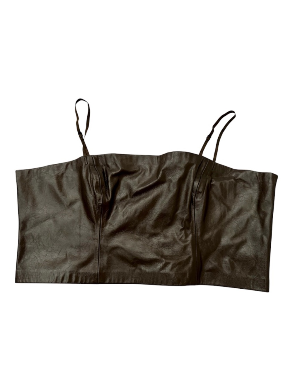 NWT Nordstrom Open Edit Brown Faux Leather Crop Top Size L